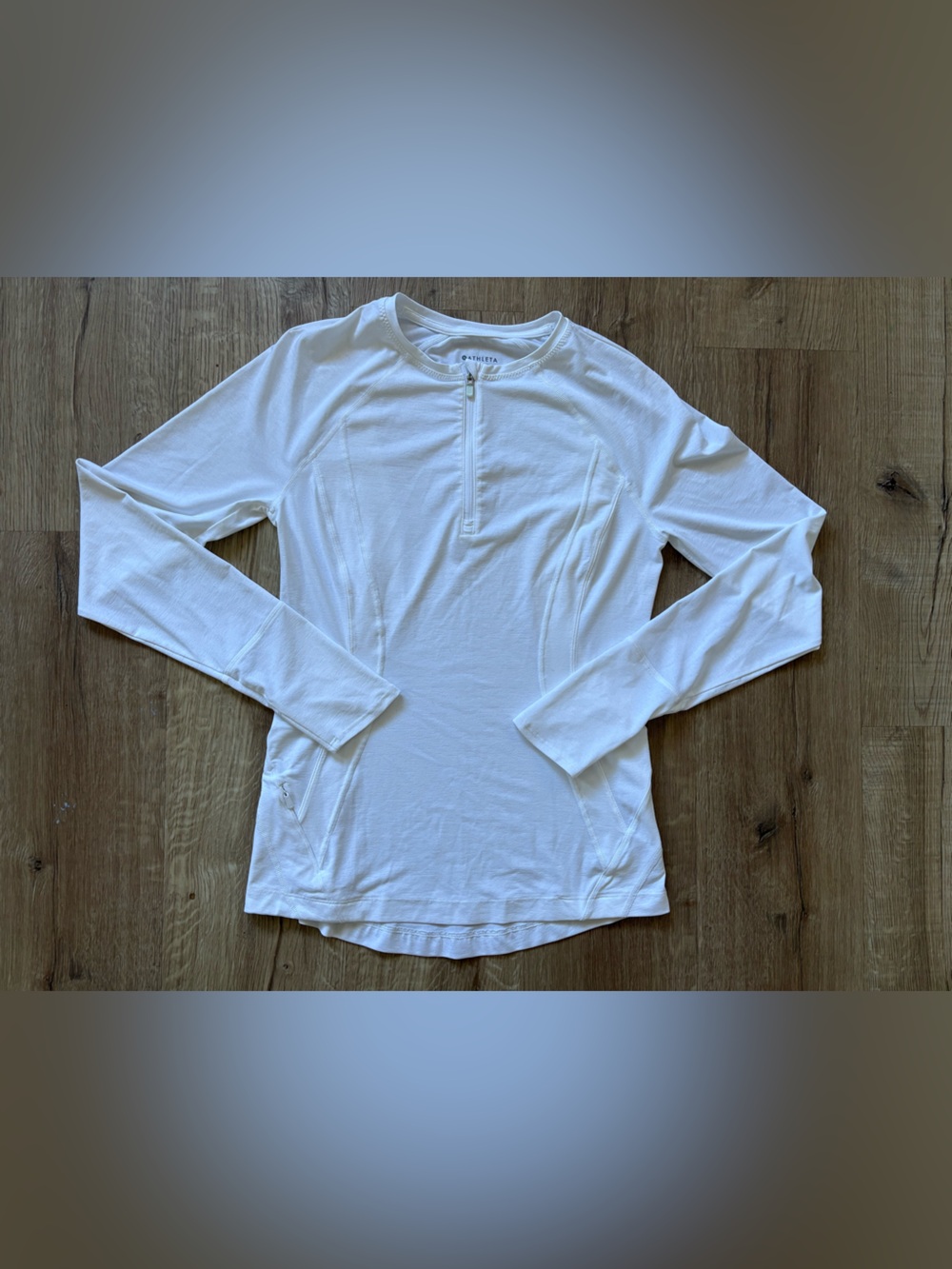 Athleta White Long-Sleeve Half-Zip Performance Top Size small
